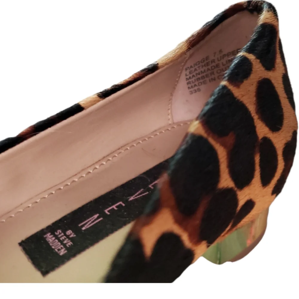 Steven Paigge Leopard Calfskin Flats Gold Heel  Animal Mob Wife Leather Size 7.5